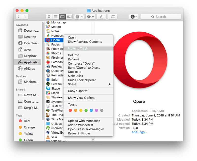 Clean the Opera on Mac