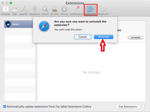 Remove Safari Extensions