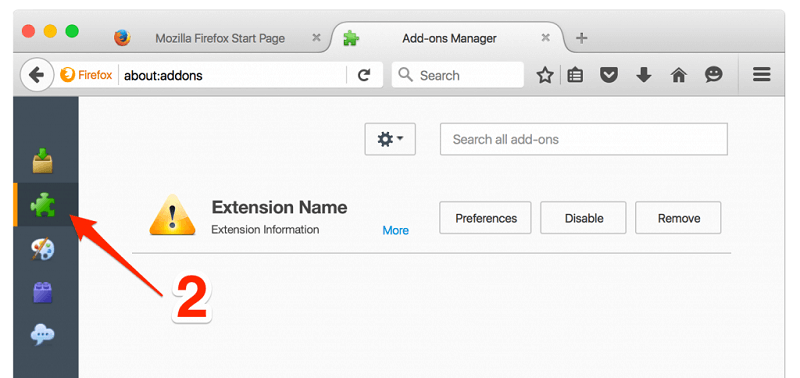 Delete Adware Extensions in Firefox