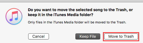 iTunes Song Move to Trash