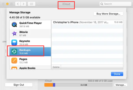 Locate iPhone Backup in iCloud