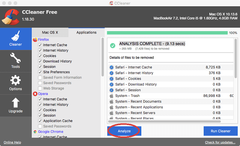 Use the CCleaner for Mac