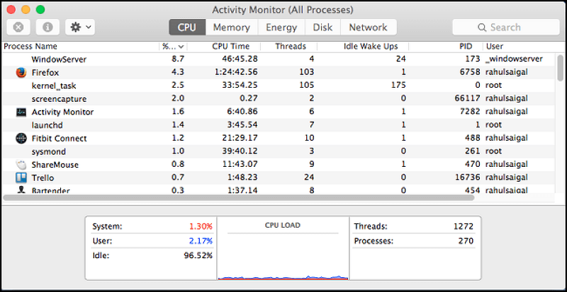 Check on the Activity Monitor