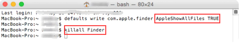 Show Hidden Files Using Terminal