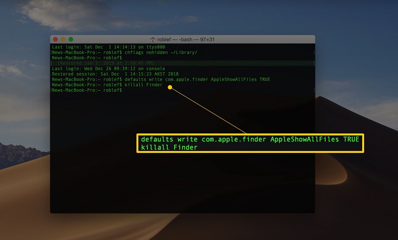 View Hidden Files on Mac Using Terminal