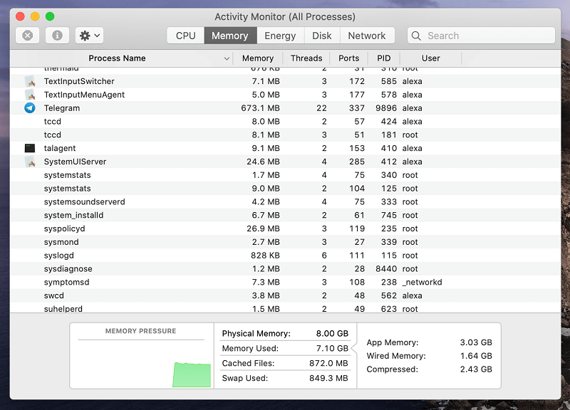 Check Application Memory on Mac