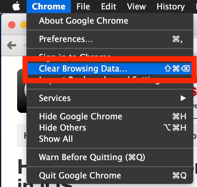 Clear Chrome Browsing Data