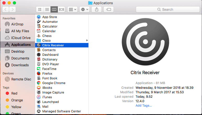 Uninstall Citrix Receiver on Mac