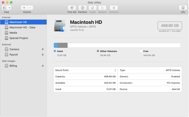 Disk Utility on Mac