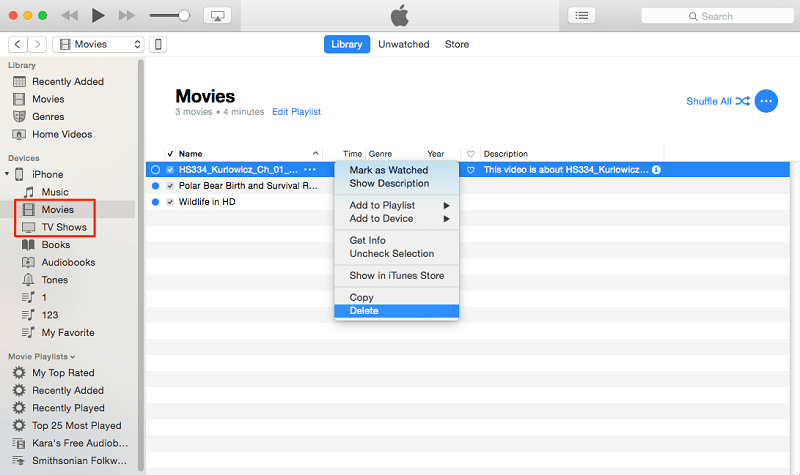 Delete Movies From iTunes