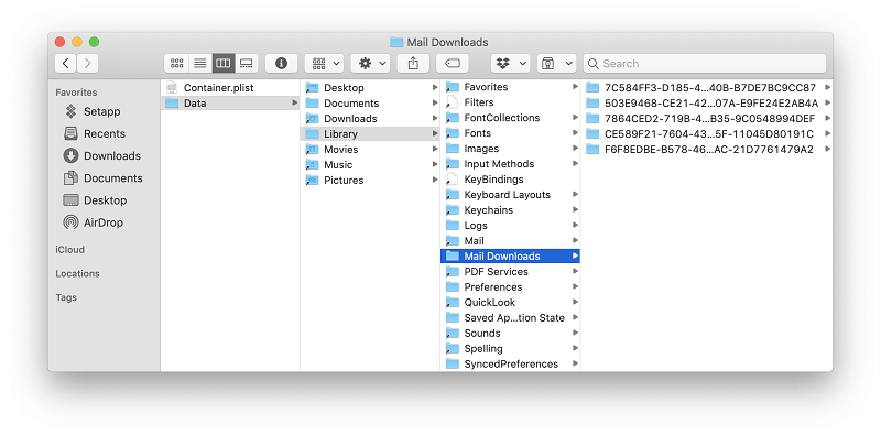 Delete Mail Storage with Finder