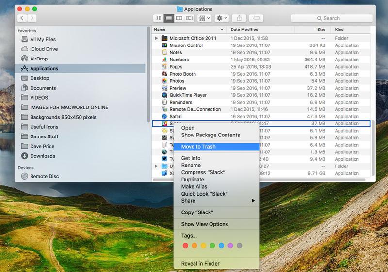 uninstall mac app trash