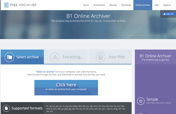 Open RAR Files With B1 Online Archiver