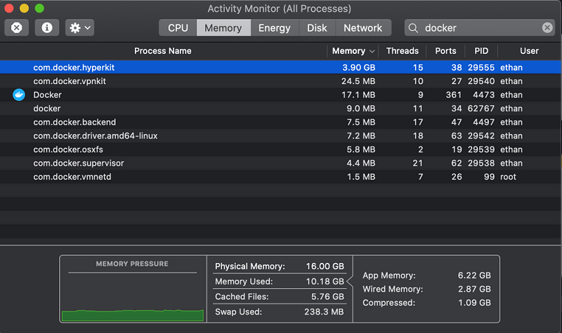 Pause Docker Process With Activity Monitor