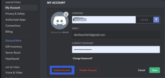 Delete Discord Account