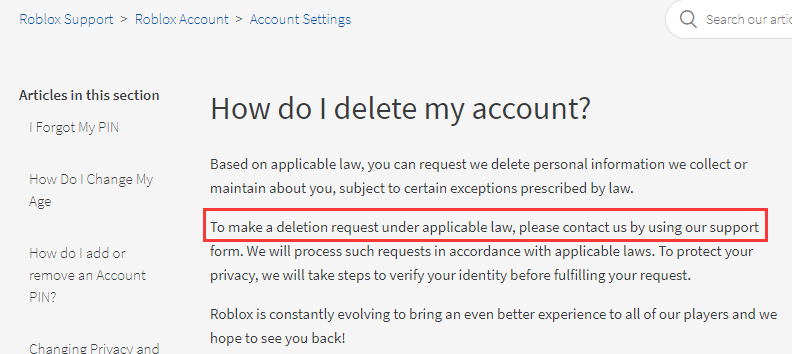 How to Delete Roblox Account