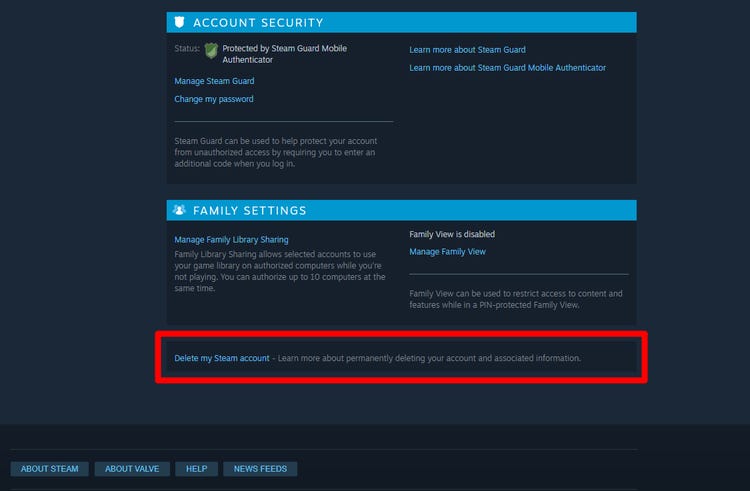 Delete Steam Account