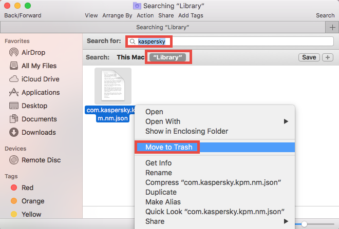 Locate Kaspersky Related Files To Uninstall Kaspersky On Mac