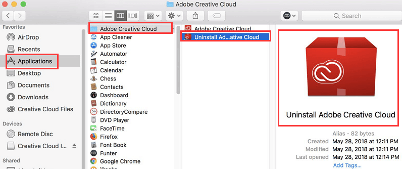Look For Related Folders And Files To Uninstall Adobe Creative Cloud