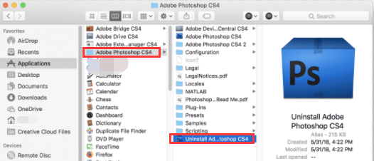 Uninstall Adobe Photoshop CS4 Within Mac