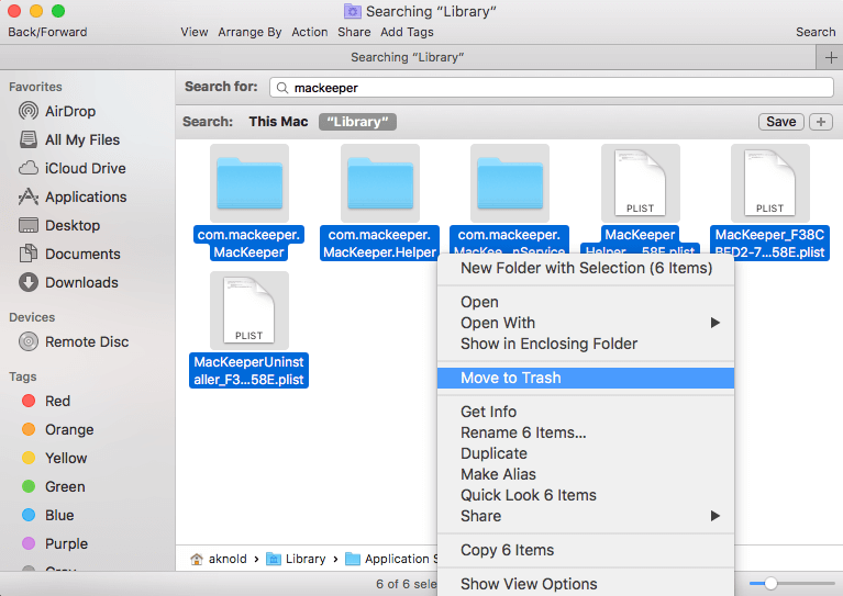 Delete MacKeeper Leftover Files