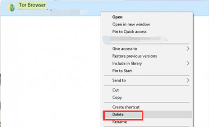 Uninstall Tor Browser in Windows 10